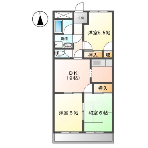 ENJYOⅡ(3DK/4階)の間取り写真