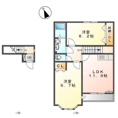 マリアージュⅡ(2LDK/2階)の間取り写真