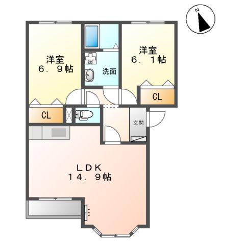 マリアージュⅡ(2LDK/2階)の間取り写真