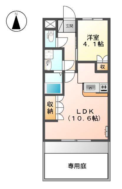 TRESOR(1LDK/1階)の間取り写真