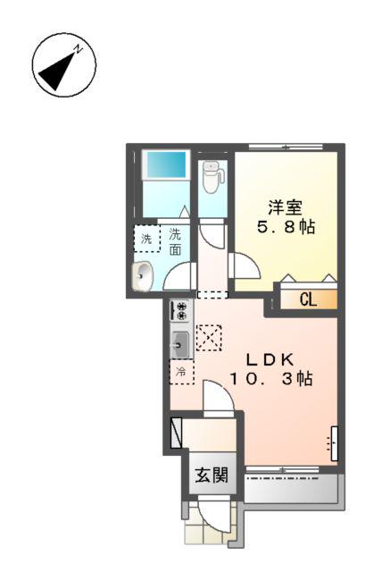 バーラム(1LDK/1階)の間取り写真