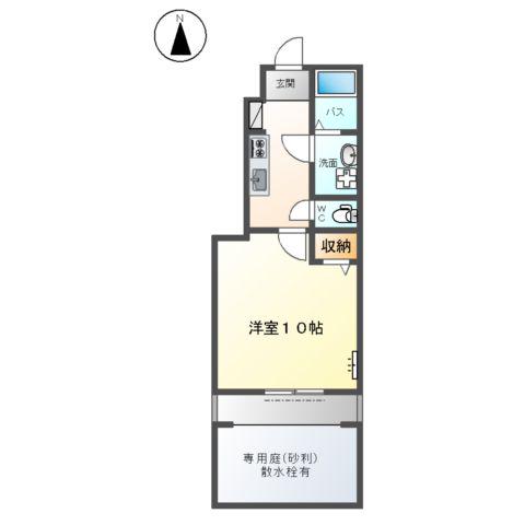 サン フローラ(1K/1階)の間取り写真