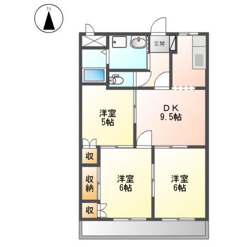 コスモハイツ(3DK/2階)の間取り写真