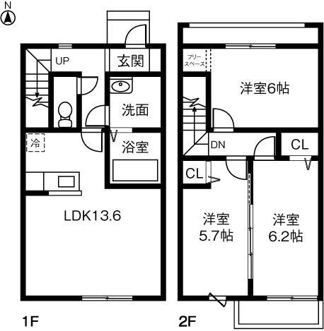 メゾネット竹鼻(3LDK)の間取り写真