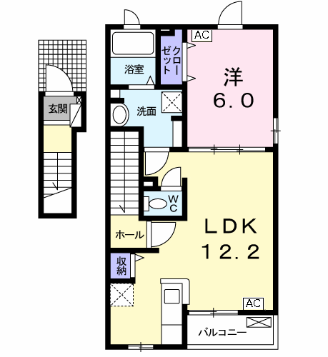 サマーアイ(1LDK/2階)の間取り写真