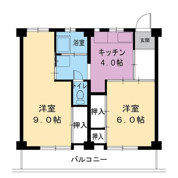 ビレッジハウス新開 1号棟(2DK/2階)の間取り写真