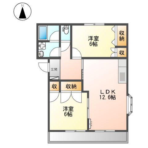 ベクエーム山手(2LDK/1階)の間取り写真