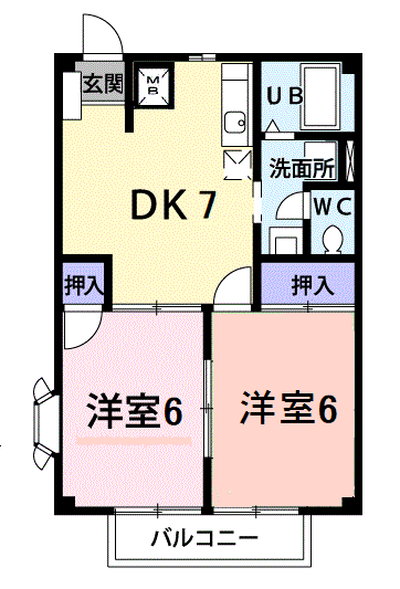 福寿ハイム幸(2DK/2階)の間取り写真