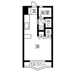 パインリーフ北郷(1K/1階)の間取り写真