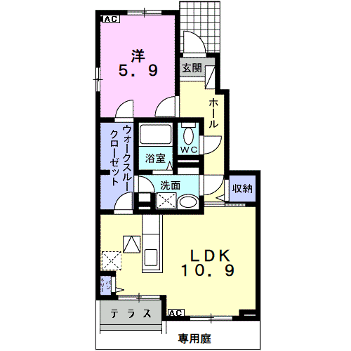 インテレクトⅡ(1LDK/1階)の間取り写真