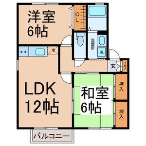 セジュール長良(2LDK/2階)の間取り写真