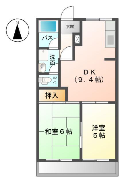 アーバンハイムサカイA棟(2DK/2階)の間取り写真