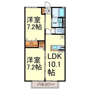 SOCIE(2LDK/2階)の間取り写真