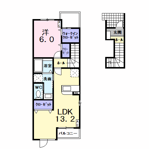 R・S・TⅠ(1LDK/2階)の間取り写真