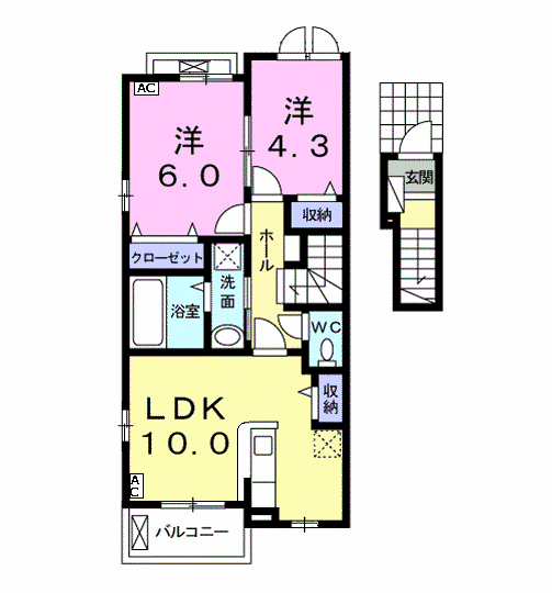 エスペランサS Ⅱ(2LDK/2階)の間取り写真