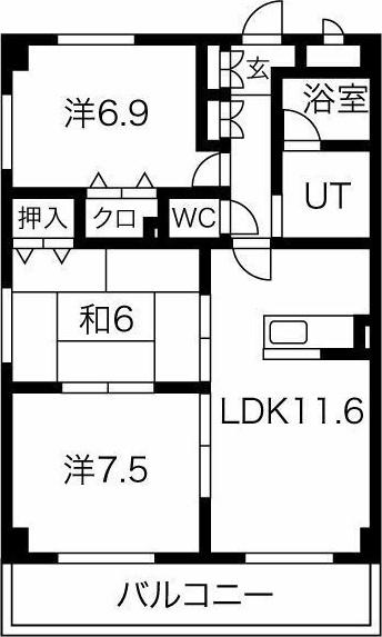 BELL COURT AWANO(3LDK/2階)の間取り写真