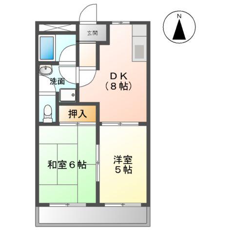 グリーンヒルズⅡ(2DK/1階)の間取り写真