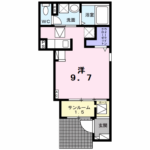 ペンテ・プルーム(ワンルーム/1階)の間取り写真