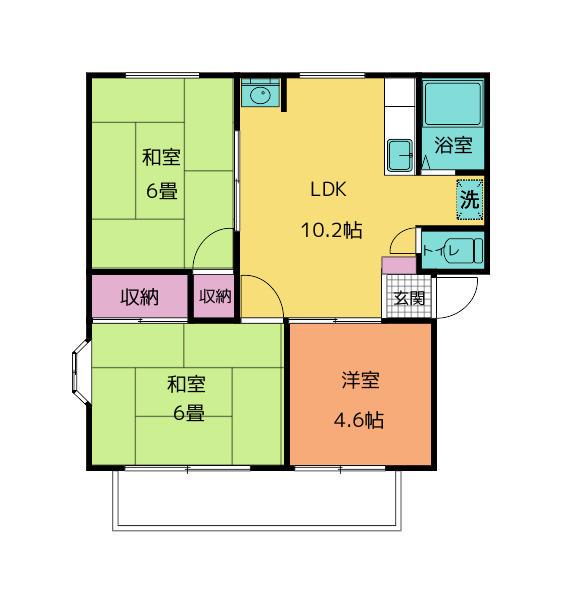 アークビラK D棟(3LDK/1階)の間取り写真