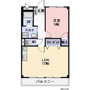 SUN FLOWER正木Ⅱ(1LDK/2階)の間取り写真