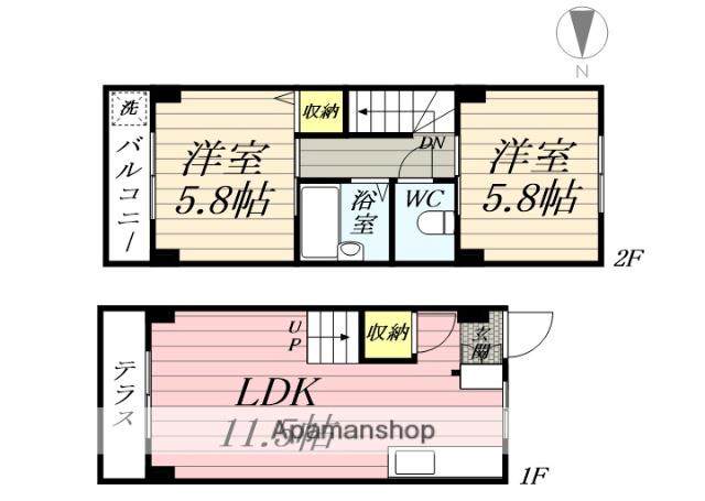 リッツコート(2LDK/1階)の間取り写真