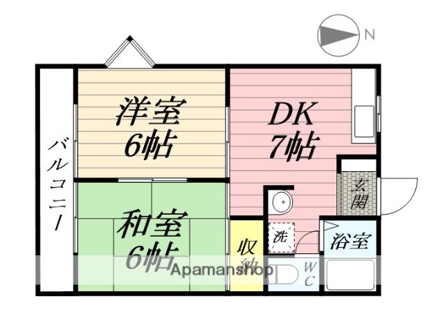 第5磯部コーポ(2DK/3階)の間取り写真
