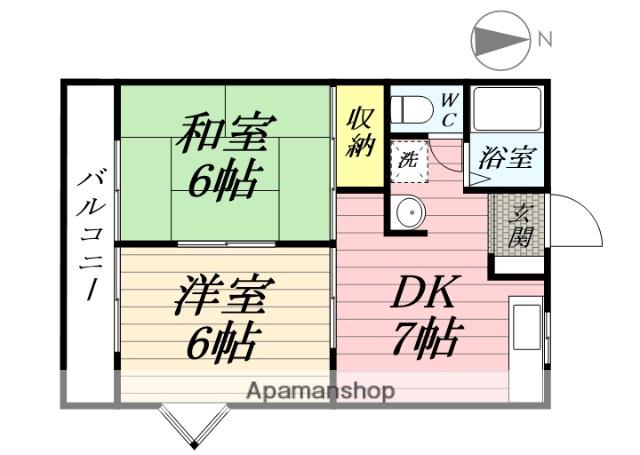 第5磯部コーポ(2DK/2階)の間取り写真