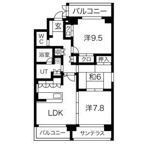 アクシス参番館(3LDK/6階)の間取り写真