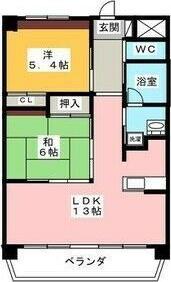 エスポワール本今(2LDK/4階)の間取り写真