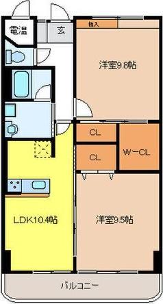 クリスタルパレス(2LDK/3階)の間取り写真