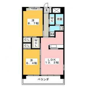 ラ・ポーゼ・ロワイヤル(2LDK/3階)の間取り写真