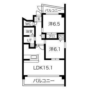 ラ・ミノールII(2LDK/3階)の間取り写真