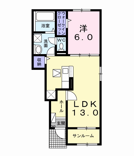 ジョイブライトA(1LDK/1階)の間取り写真