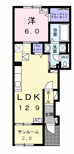 カーサ フェリシアB(1LDK/1階)の間取り写真