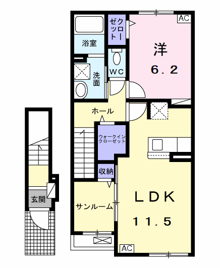 エステートG2(1LDK/2階)の間取り写真