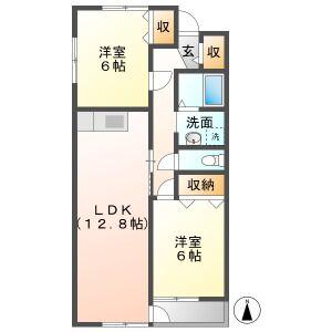 FIORE CILIEGIO(2LDK/2階)の間取り写真