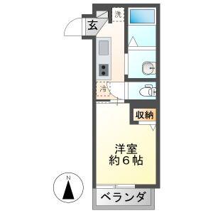 FIORE GIRASOLE AD2ヶ月3末まで(1K/1階)の間取り写真