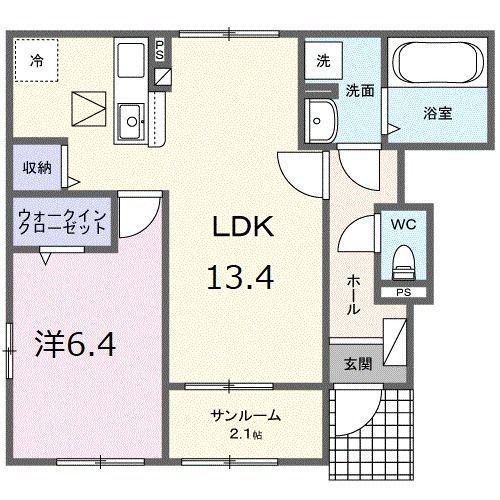 グラース(1LDK/1階)の間取り写真