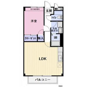 ハイツ功城(1LDK/1階)の間取り写真