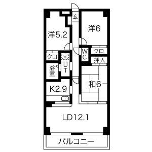 日本泉ビル(3LDK/6階)の間取り写真
