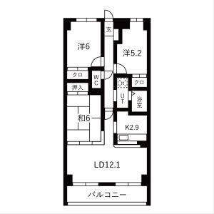 日本泉ビル(3LDK/9階)の間取り写真