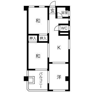 アヴィオン岐阜(2LDK/3階)の間取り写真