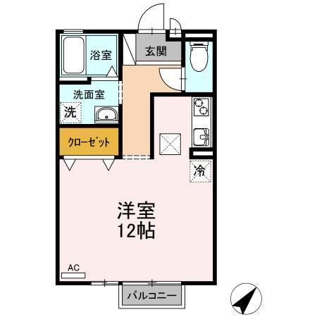 IRIS(ワンルーム/1階)の間取り写真