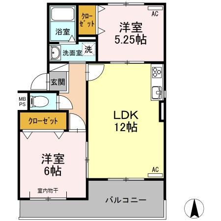 コアロード戸崎(2LDK/2階)の間取り写真