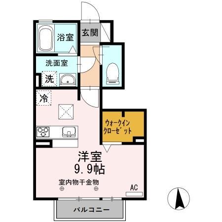 ロイヤルパークス島(ワンルーム/1階)の間取り写真