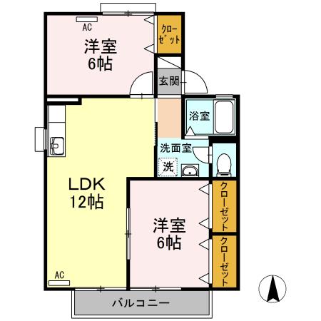 セジュール森島(2LDK/2階)の間取り写真