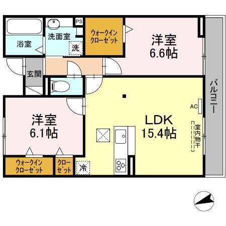 アヴァンセ加納(2LDK/1階)の間取り写真