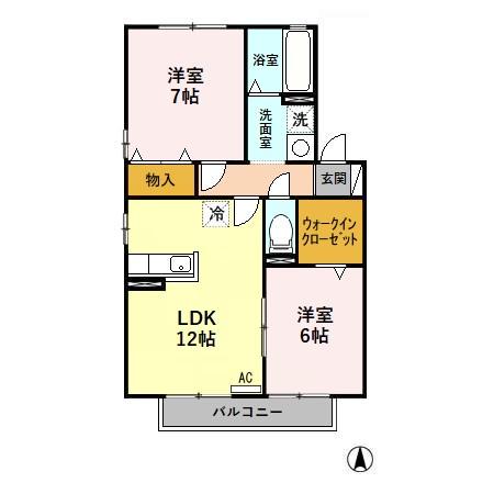 セジュールオリオン C(2LDK/2階)の間取り写真