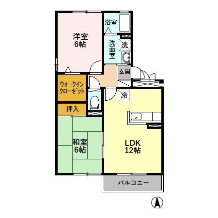 セジュールスリーK・K B(2LDK/1階)の間取り写真