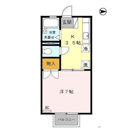 ルミエール関谷(1K/2階)の間取り写真